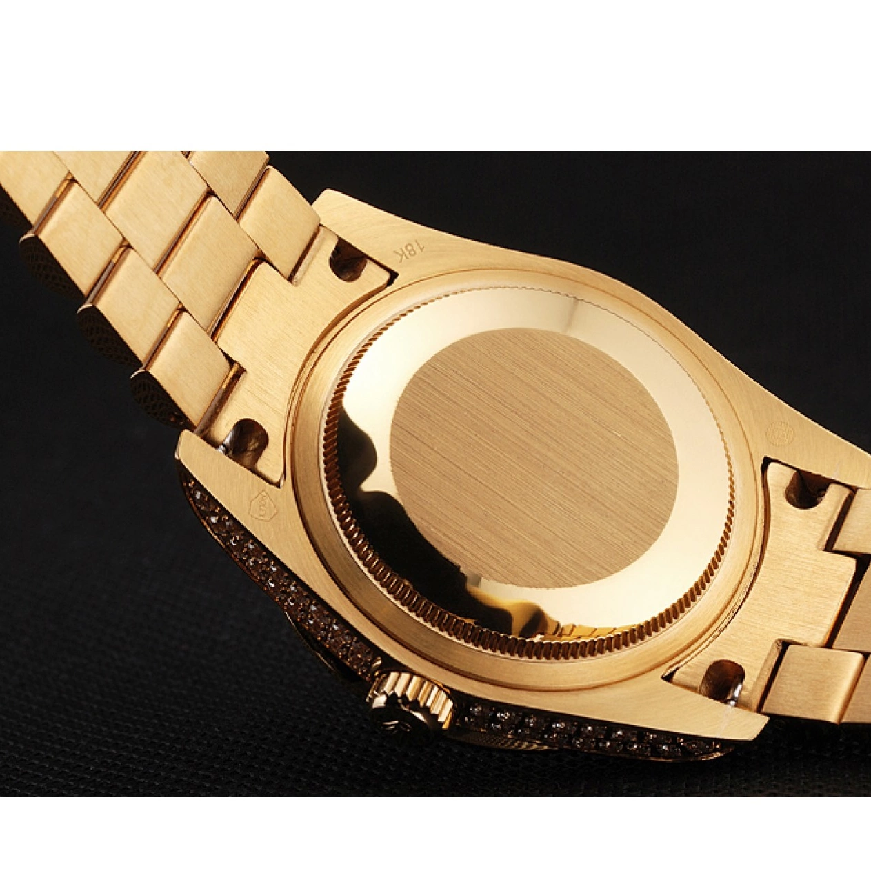 Rolex copies cheap Diamond Swiss Pave Full Yellow Rolex Date Gold Day 0525